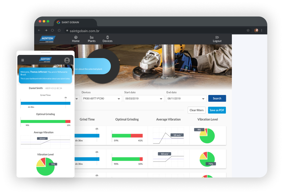 Imagem de um navegador exibindo a página da Plataforma Web e Mobile Saint-Gobain.