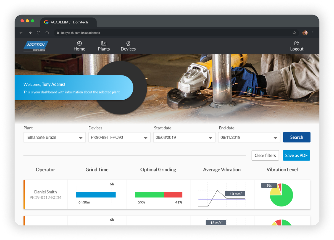 Imagem do navegador exibindo a tela principal da Plataforma Web do Saint Gobain